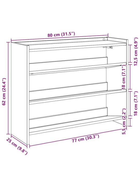 Kingariiul, hall sonoma tamm, 80 x 25 x 62 cm, tehispuit