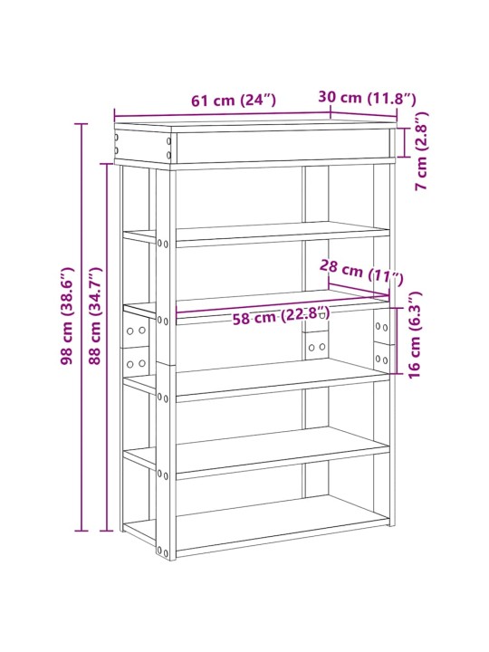 Kingakapp, hall sonoma tamm, 60 x 30 x 98 cm, tehispuit