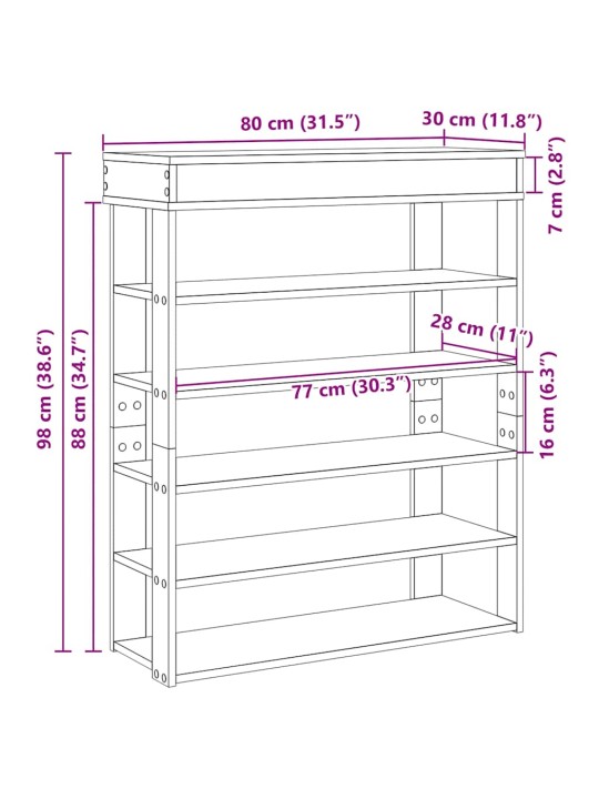 KINGAKAPP, HALL SONOMA TAMM, 80X30X98 CM, TEHISPUIT
