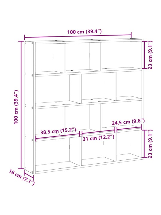 Seinariiul, kuup, 12 sektsiooniga, must, tehispuit