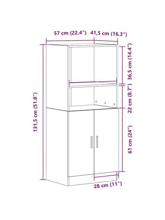 Köögikapp, must, 57 x 41,5 x 131,5 cm, tehispuit