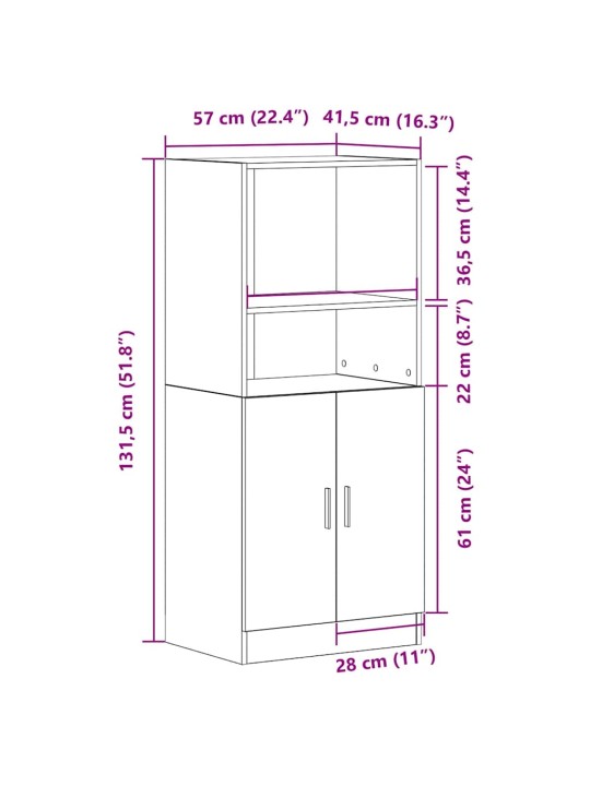 Köögikapp, betoonhall, 57 x 41,5 x 131,5 cm, tehispuit