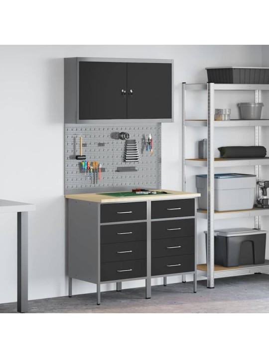 5-osaline töölaudade komplekt must teras