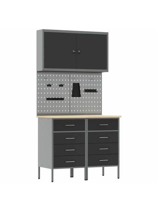 5-osaline töölaudade komplekt must teras