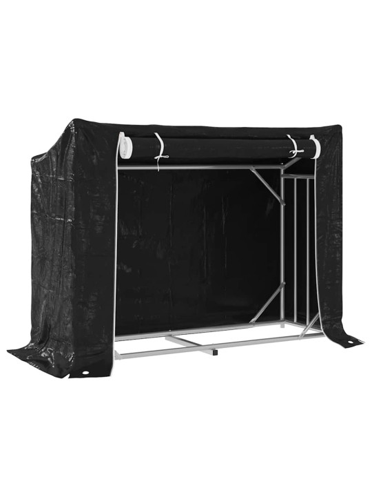 KÜTTEPUUDE RIIUL VIHMAKATTEGA 151X60,5X110,5 CM TSINGITUD TERAS