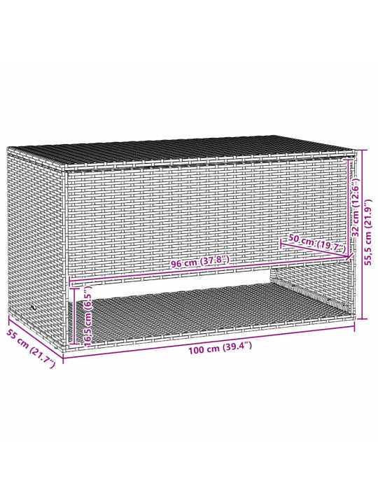 ISTMEPADJAKARP VÄLITINGIMUSTES, MUST 100X55X55,5 CM