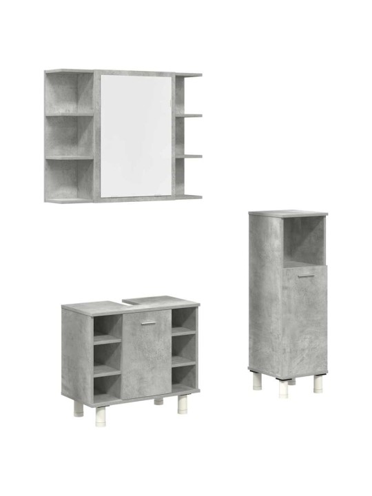 3-OSALINE VANNITOA MÖÖBLIKOMPLEKT, BETOONHALL, TEHISPUIT