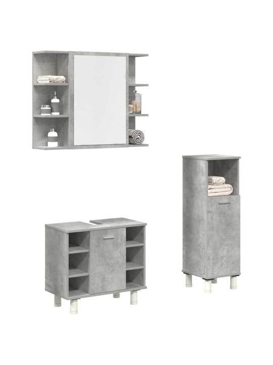 3-OSALINE VANNITOA MÖÖBLIKOMPLEKT, BETOONHALL, TEHISPUIT