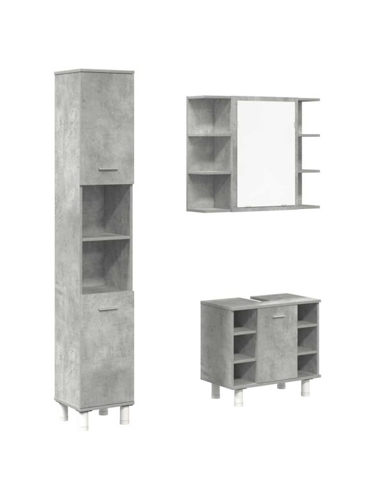 3-OSALINE VANNITOA MÖÖBLIKOMPLEKT, BETOONHALL, TEHISPUIT