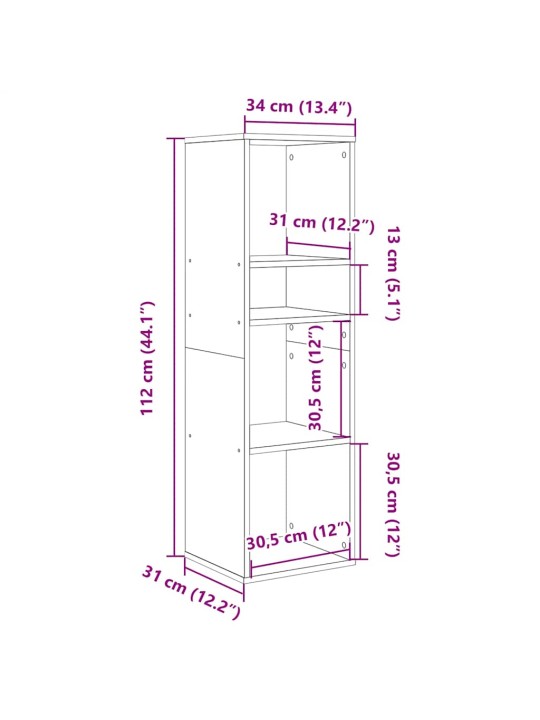 RAAMATURIIUL, HALL SONOMA, 34X31X112 CM, TEHISPUIT