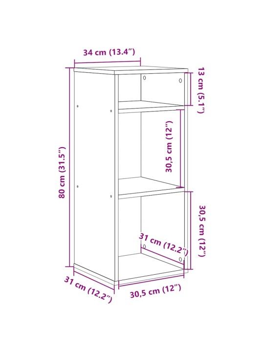 RAAMATUKAPP VALGE 34X31X80 CM ENGINEERED WOOD
