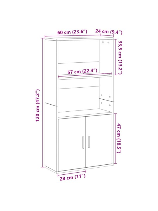 RAAMATUALUS, HALL SONOMA TAMM, 60X24X120 CM, TEHISPUIT