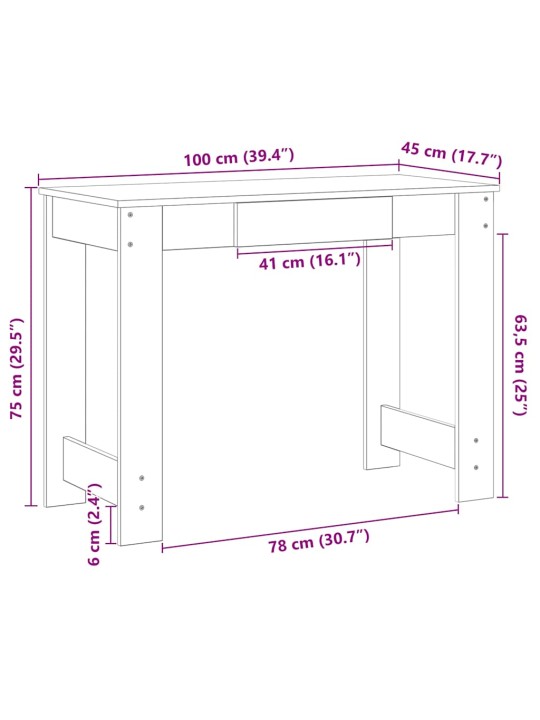 KIRJUTUSLAUD, BETOONHALL, 100X45X75 CM, TEHISPUIT