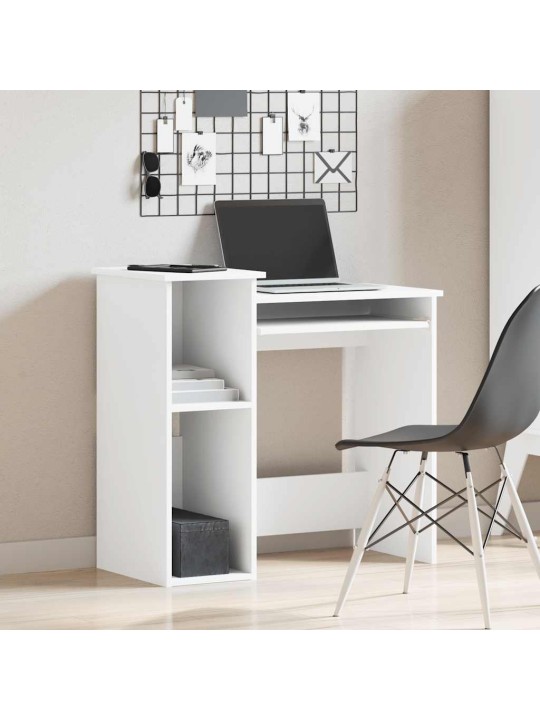RIIULITEGA KIRJUTUSLAUD VALGE 84X40X78 CM ENGINEERED WOOD