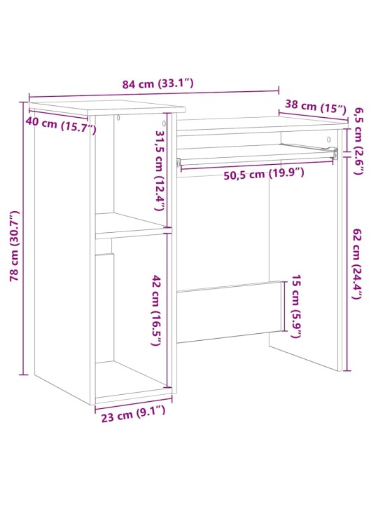 RIIULITEGA KIRJUTUSLAUD VALGE 84X40X78 CM ENGINEERED WOOD