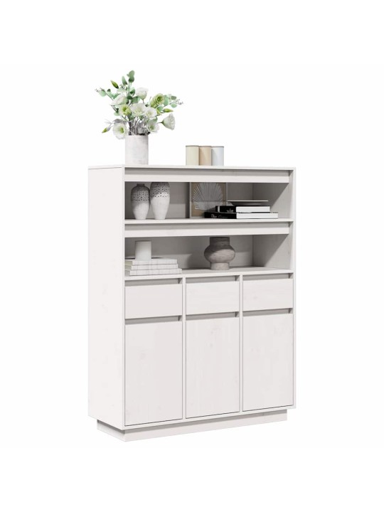 HIGHBOARD VALGE 89X34X116,5 CM TÄISPUIDUST MÄND