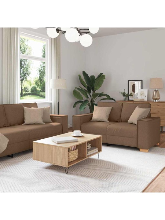 Diivanikomplekt padjaga 3 tk pruun 220 x 78 x 84 cm kangas