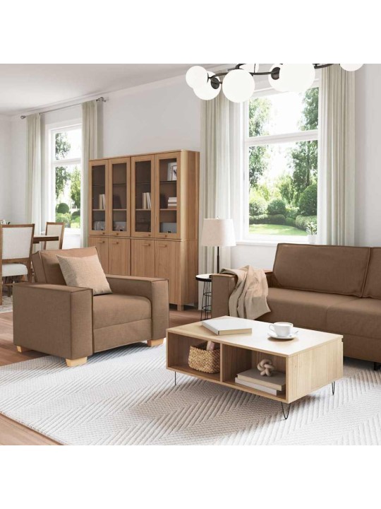 Diivanikomplekt padjaga 3 tk pruun 220 x 78 x 84 cm kangas