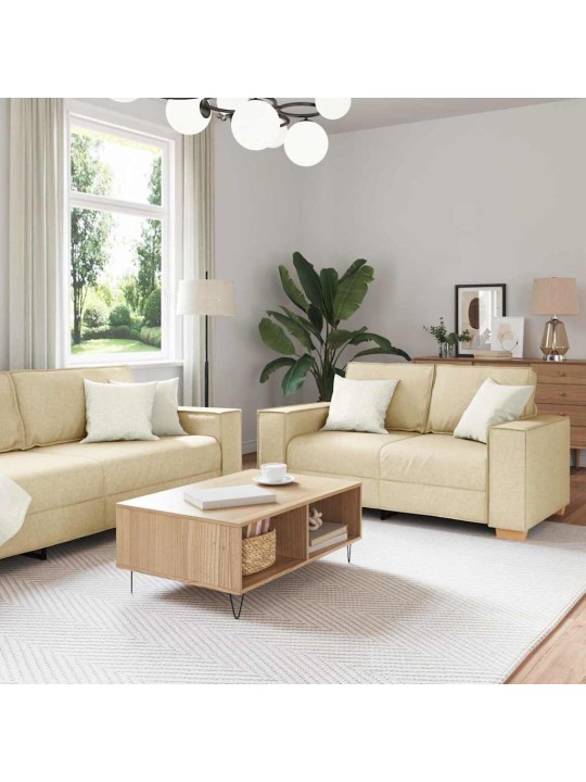 Diivanikomplekt padjaga 3 tk kreemjas 220 x 78 x 84 cm kangas