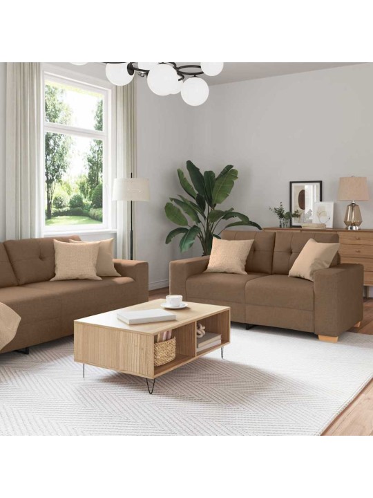Diivanikomplekt padjaga 2 tk pruun 221 x 78 x 80 cm kangas