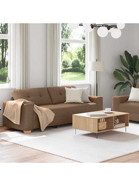 Diivanikomplekt padjaga 2 tk pruun 221 x 78 x 80 cm kangas