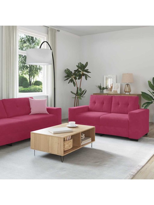 Diivanikomplekt 2 tk veinipunane 221 x 78 x 80 cm samet