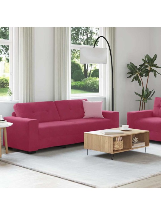 Diivanikomplekt 2 tk veinipunane 221 x 78 x 80 cm samet