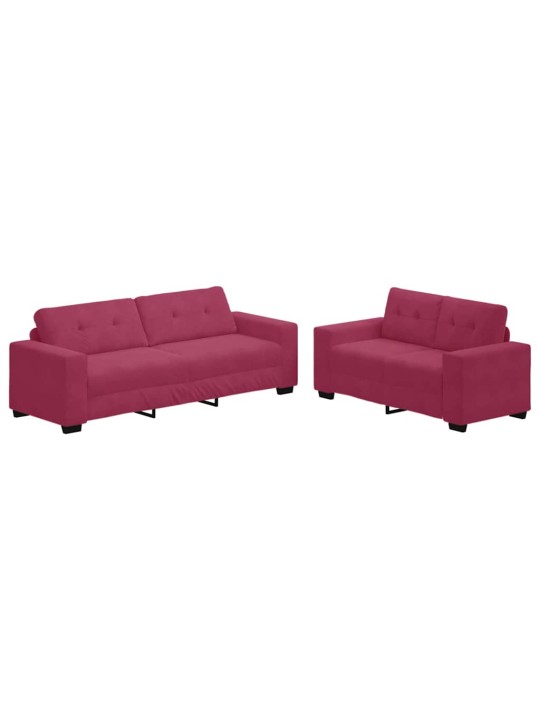 Diivanikomplekt 2 tk veinipunane 221 x 78 x 80 cm samet