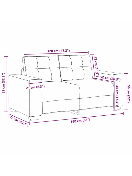 Diivanikomplekt 2 tk veinipunane 221 x 78 x 80 cm samet