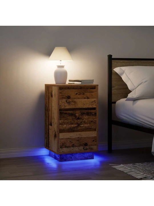 ÖÖKAPP LED-TULEDEGA, VANA PUIT, 38X34X65 CM