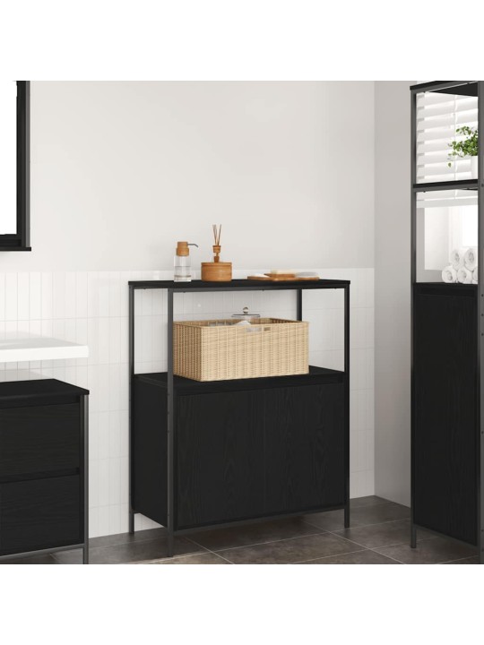 VANNITOA KAPP RIIULITEGA MUST TAMM 76,5X35X95 CM