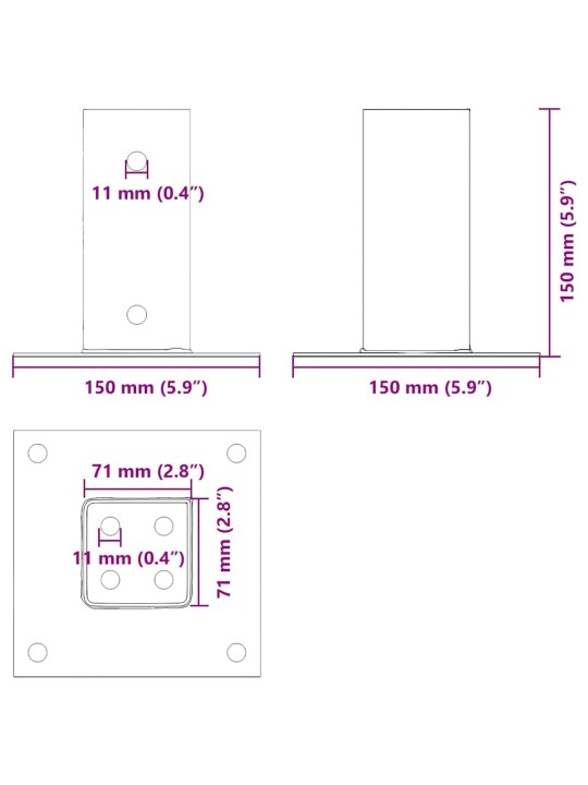 POSTIALUSED RUUDUKUJULISED 12TK, 71X71 MM, PULBERVÄRVITUD TERAS