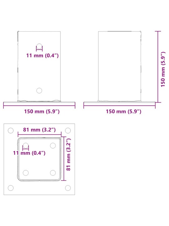 POSTIALUSED RUUDUKUJULISED 12TK, 81X81 MM, PULBERVÄRVITUD TERAS