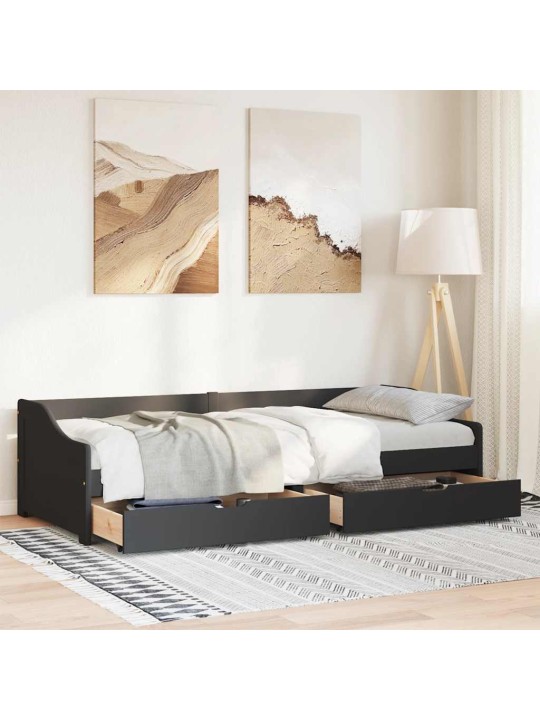 PÄEVAVOODI 2 SAHTLIGA ILMA MADRATSITA "IRUN" MUST 90X200 CM