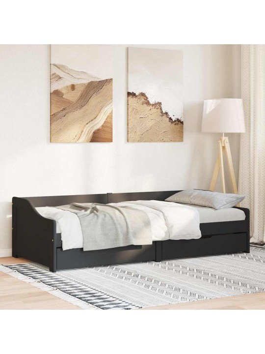 PÄEVAVOODI 2 SAHTLIGA ILMA MADRATSITA "IRUN" MUST 90X200 CM