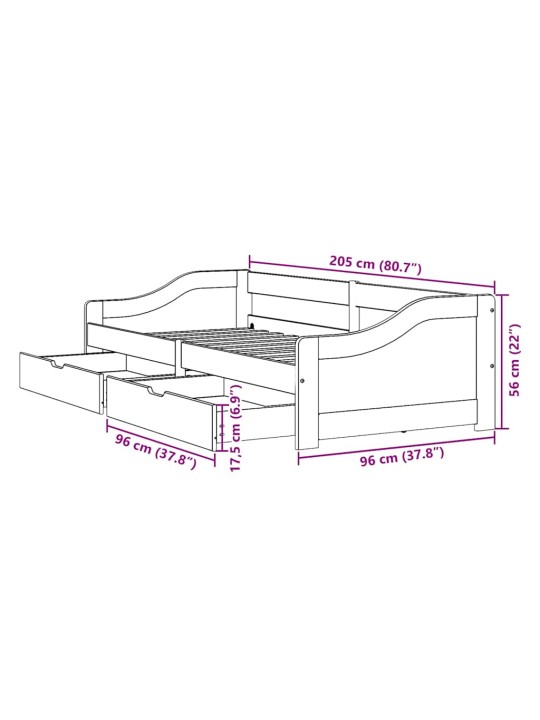 PÄEVAVOODI 2 SAHTLIGA ILMA MADRATSITA "IRUN" MUST 90X200 CM