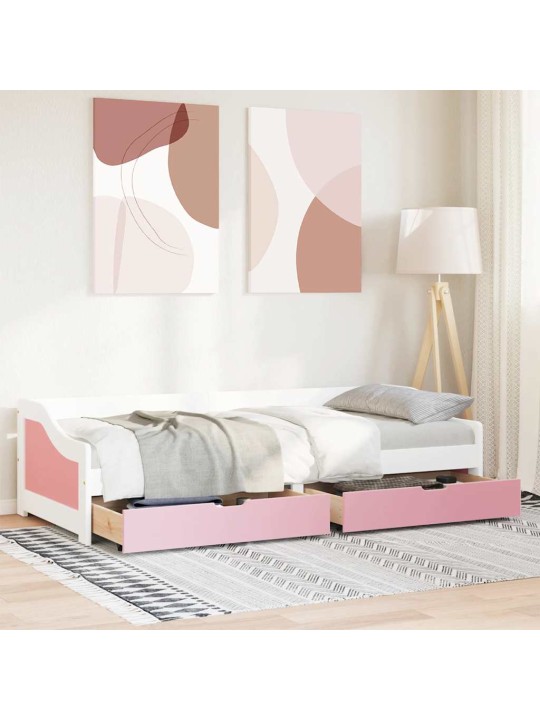 2 SAHTLIGA PÄEVAVOODI ILMA MADRATSITA VALGE JA ROOSA 90X200 CM