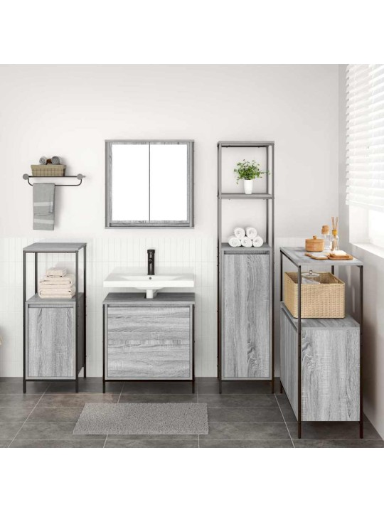 Vannitoa mööblikomplekt 5 tk hall 76.5 x 35 x 95 cm tehispuit