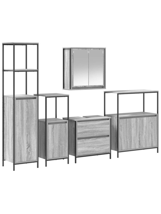 Vannitoa mööblikomplekt 5 tk hall 76.5 x 35 x 95 cm tehispuit