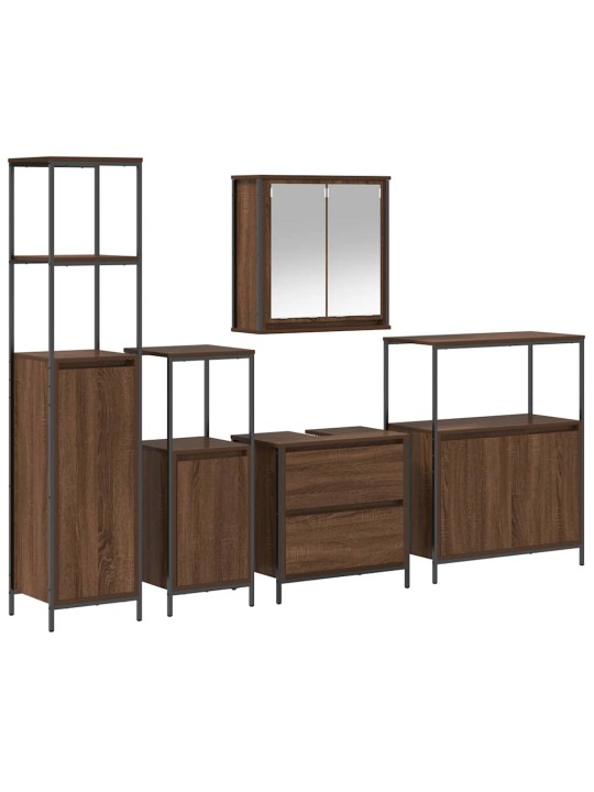 Vannitoa mööblikomplekt 5 tk pruun 76.5 x 35 x 95 cm tehispuit