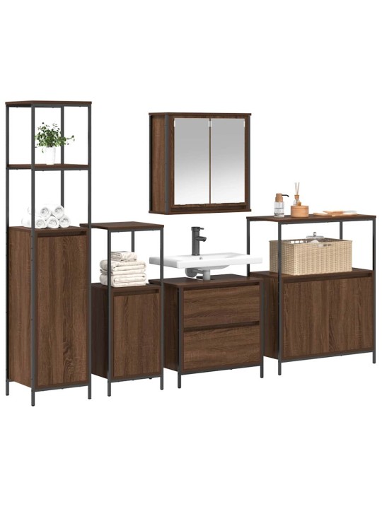 Vannitoa mööblikomplekt 5 tk pruun 76.5 x 35 x 95 cm tehispuit