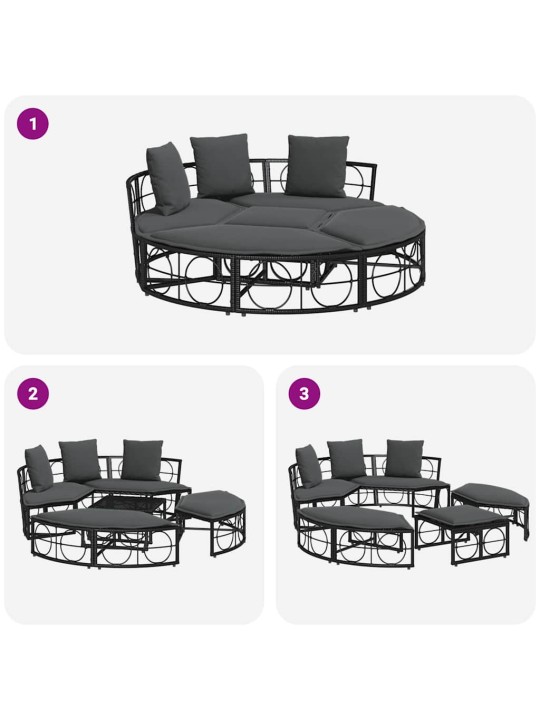 OUTDOOR LOUNGE VOODI ILMA BALDAHHIINITA MUSTA POLÜROTANGIST