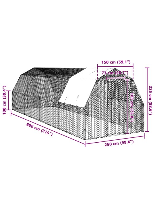 KANAJOOKS KATUSEGA 2,5X8X2,25 M TSINGITUD TERAS