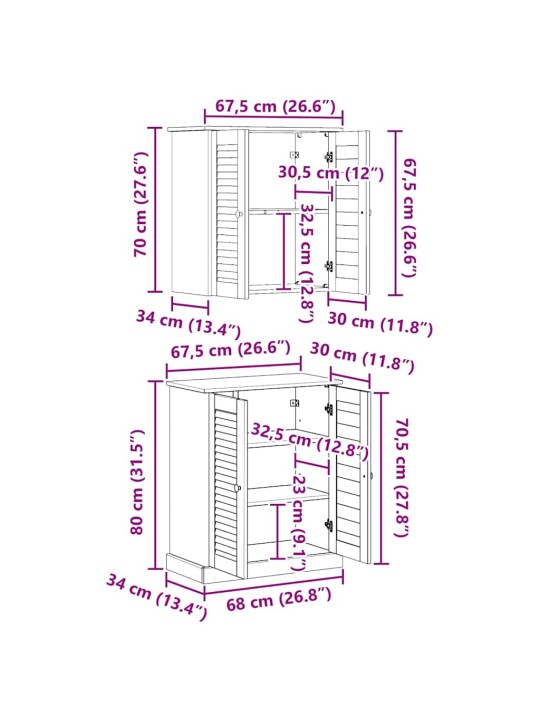Vannitoa mööblikomplekt riiuliga 2 tk pruun 67.5 x 34 x 80 cm