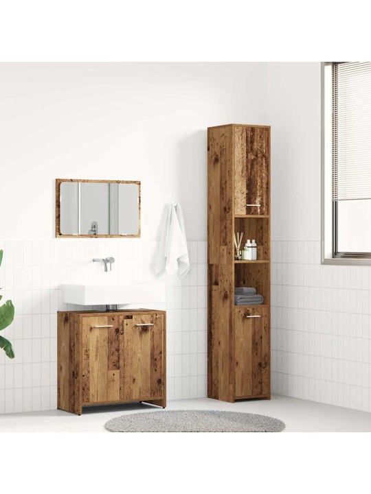 3-OSALINE VANNITOA MÖÖBLIKOMPLEKT, VANA PUIT, TEHISPUIT
