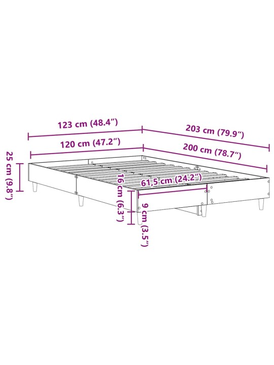 VOODIRAAM ILMA MADRATSITA, MUST, 120 X 200 CM, TEHISPUIT