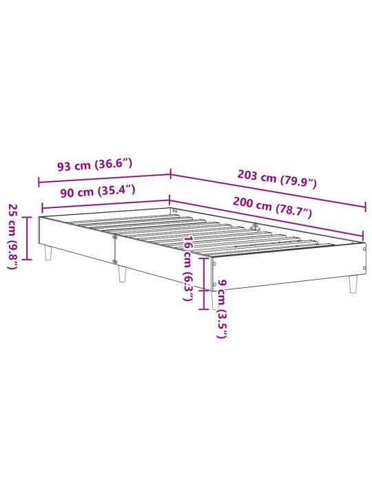VOODIRAAM ILMA MADRATSITA, KÄSITÖÖTAMM 90X200 CM, TEHISPUIT