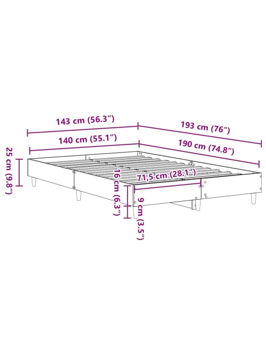 VOODIRAAM ILMA MADRATSITA, SUITSUTATUD TAMM 140X190 CM