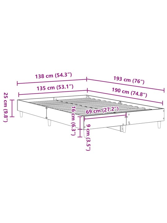 VOODIRAAM ILMA MADRATSITA, PRUUN TAMM, 135 X 190 CM, TEHISPUIT