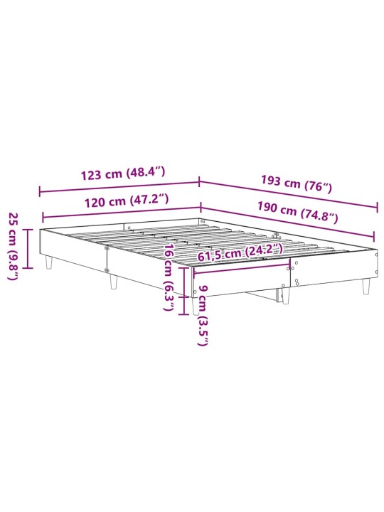 VOODIRAAM ILMA MADRATSITA, PRUUN TAMM 120X190 CM, TEHISPUIT